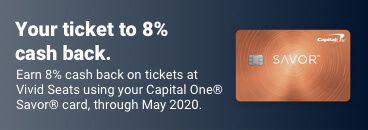 Get cash back when you buy tickets with your Savor card on Vivid Seats